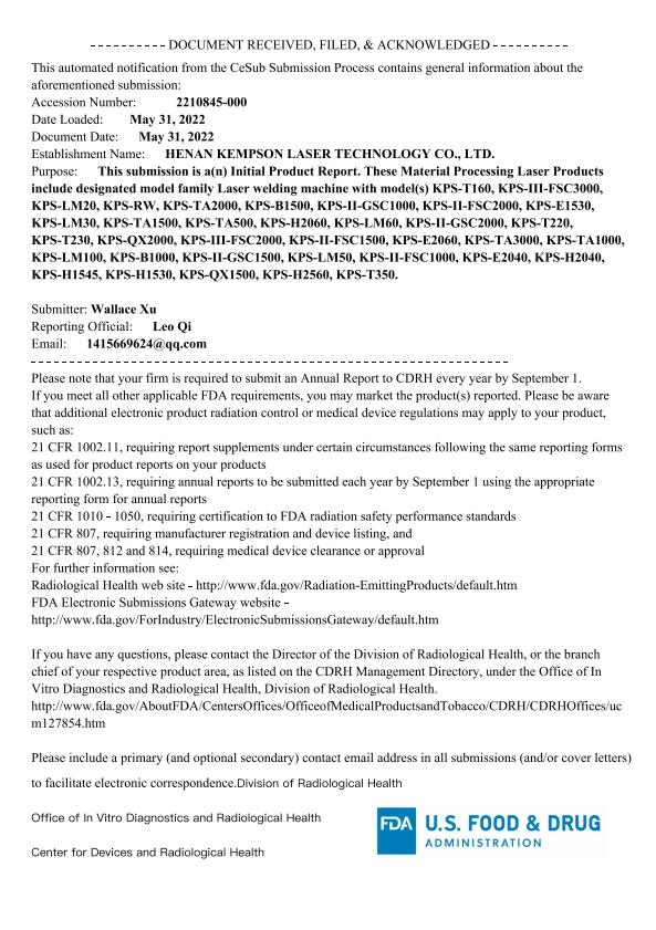 FDA Certification